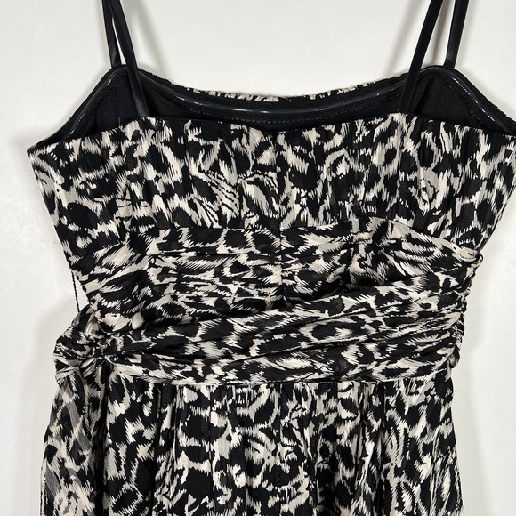 NEW! BCBG MAXAZRIA Silk Ikat Floral Strapless Mini Dress 2 Black Tie Front $260 - Picture 4 of 9